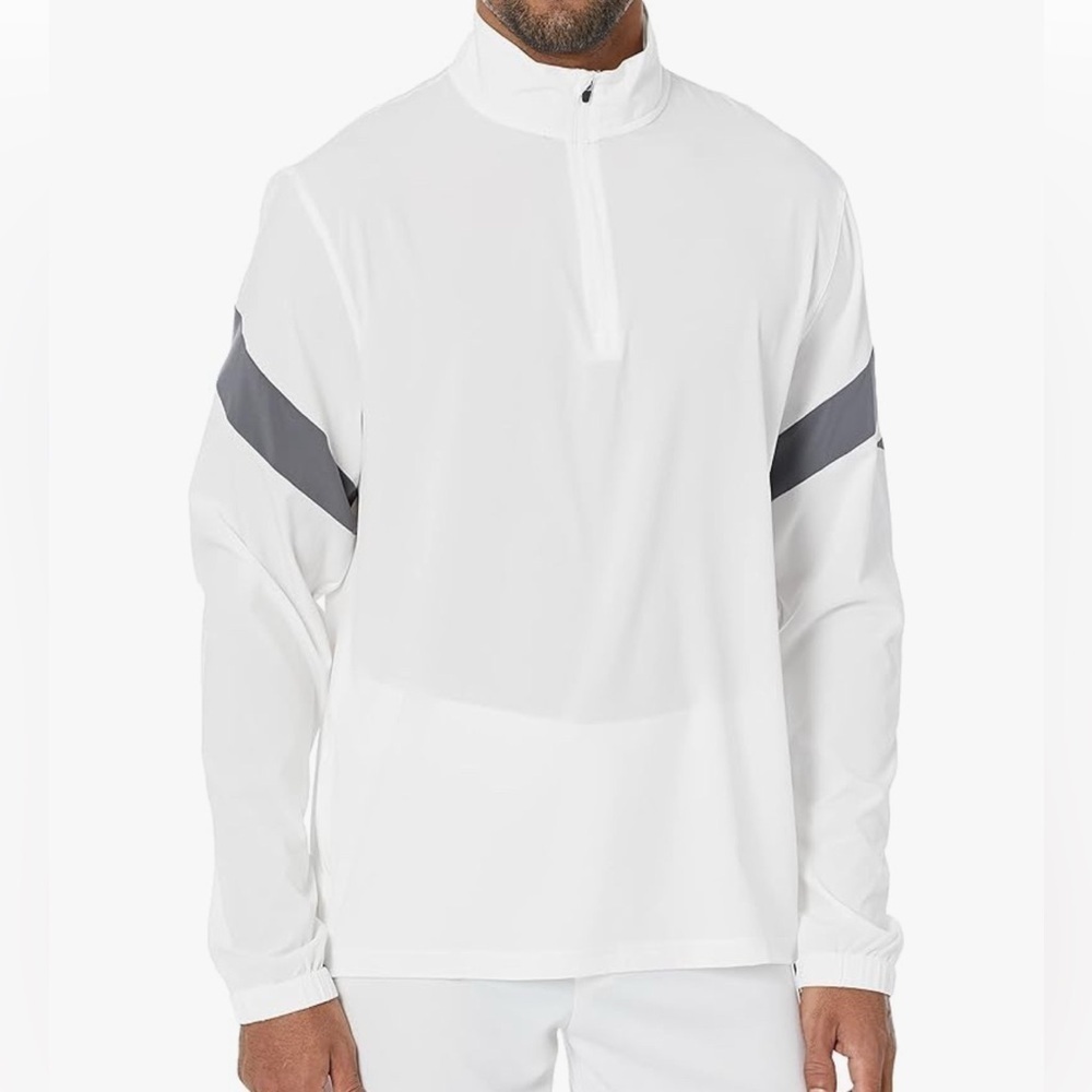 Mizuno Long Sleeve White Front and side 1/4 zip Hitting Jacket‎ size S NWT